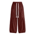 thumbnail image 5 of YanHoo Baggy Boho Harem Pants for Women Elastic Waisted Drawstring Wide Leg Sweatpants Casual Comfy Joggers with Pockets, 5 of 8