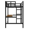 thumbnail image 3 of Firscook Twin XL Metal Loft Bed with Built-in Desk, USB Charging & LED Light for Adults and Students, Black, 3 of 9