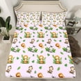 thumbnail image 2 of Homewish Linos Monkey Zebra Queen Sheet Sets,Tropical Monstera Leaf Flat Sheet,Purple Green Queen Fitted Sheet For Boys Kids,Breathable Home Decor,4-Piece, 2 of 7