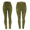 thumbnail image 6 of ZHOGXU Women's Distressed Jeans Solid Color Slim Fit Ankle-Length Stretch Comfortable Trendy Denim Pants Trousers For Casual Daily Wear,Green,Xl, 6 of 9