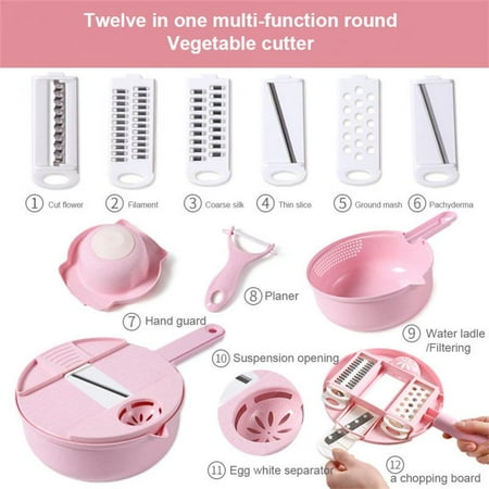

12 In 1 Vegetable Chopper Fruit Slicer Mandoline Slicer Cutter With Drain Bast Potato Onion Chopper Dicer With Container