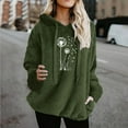 thumbnail image 2 of Brondbend Women's Hoodies Womens Hoodies Pullover Long Sleeved Drawstring Pocket Pullover Print Fashion Loose Fit Tops Ladies Outdoor Travel Fall Winter Wear Army Green, 2 of 4
