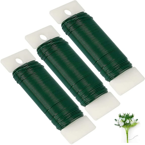 Green Floral Wire 3 Pack 117 Yards 22 Gauge Flexible Paddle Wire for Crafts Christmas Wreaths Tree,Garland and Floral Arrangements