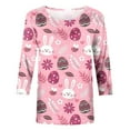 thumbnail image 4 of HKEJIAOI Hauts à Manches 3/4 pour Femmes à Imprimé Floral M Blouse d'Été, 4 of 5