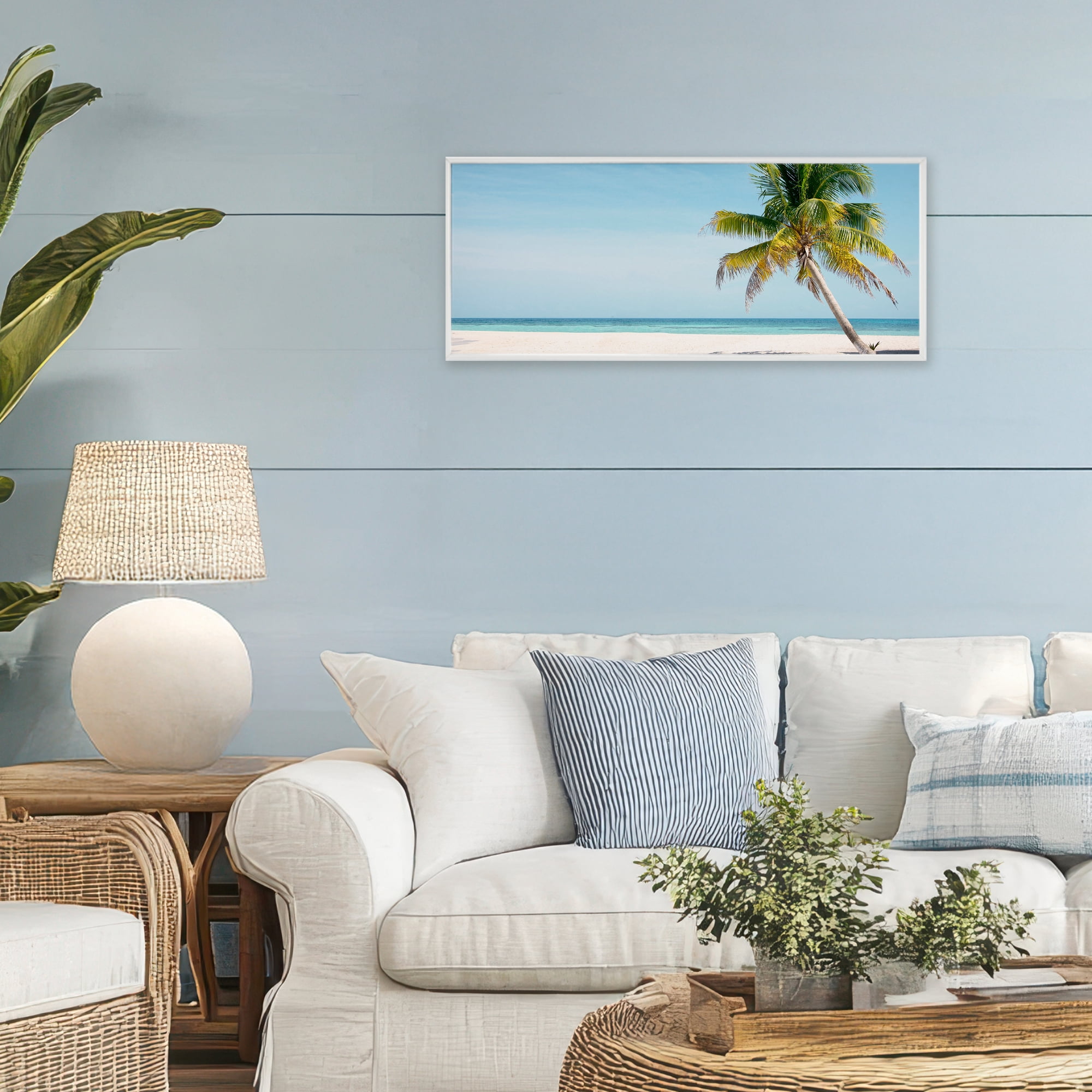 Stupell Industries Tropical Island Palm Tree White Framed Giclee Art, design by Danita Delimont