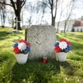 thumbnail image 4 of Patriotic Red White Blue 7-Head Artificial Bouquet, Memorial Day Cemetery Decor, Flowers for 4th of July, Independence Day, Veterans Day, Cemetery Decoration and Patriotic Holiday Home Decor, 4 of 5