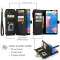 thumbnail image 6 of JTCASES for Samsung Galaxy A50 5G Wallet Case with Zipper Purse Card Holders Flip Stand Wrist Strap Magnetic Closure PU Leather Anti-scratch Support Wireless Charging Drop Resistant Shell, Black, 6 of 10