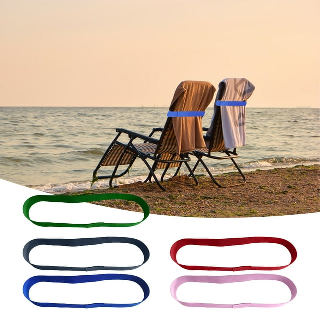 Beach Towel Straps 5-Pack - Stretchy Locking Clips for Chairs, Pool Loungers & Travel - Windproof, 5 Colors