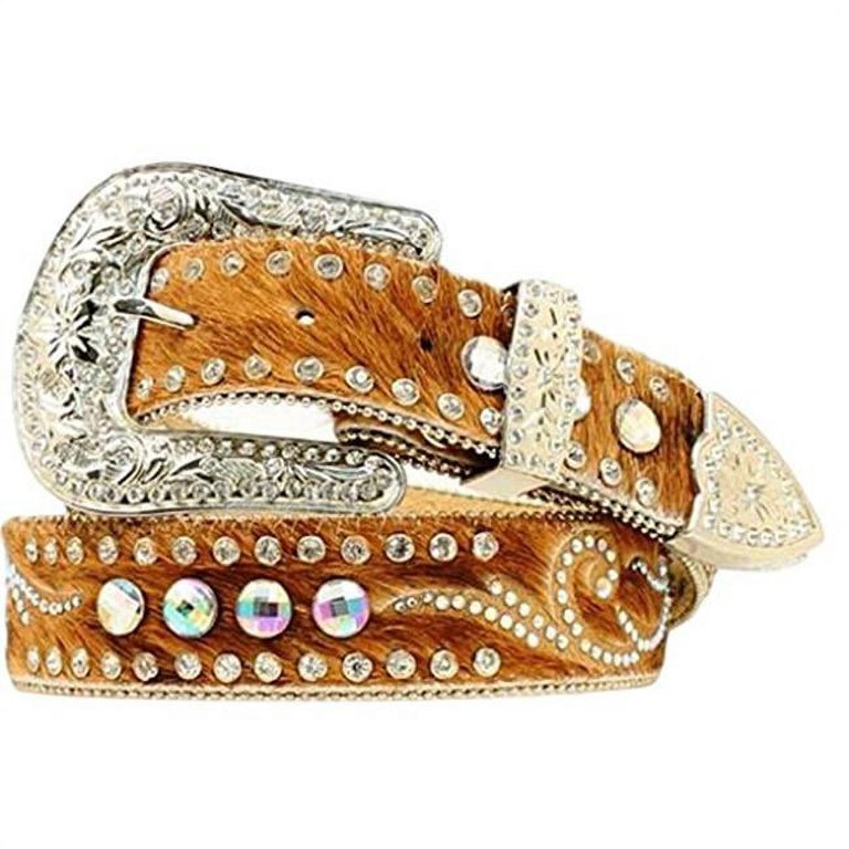 NEW nocona embellished leather belt Ladies Nocona Embellished Black Croc Print Leather Belt w  main image 3