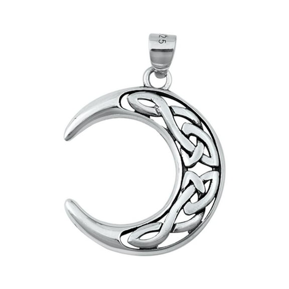 Sterling Silver Celtic Crescent Moon Pendant Triquetra Knot Celestial Charm 925 Jewelry Female