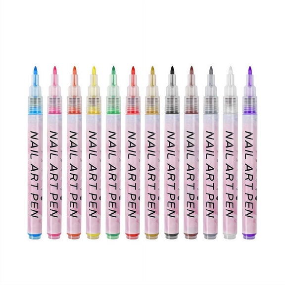 12-Color 3D Nail Art Pen Set Acrylic Paint Markers for Creative Nail Designs, Dotting & Lining - Essential DIY Manicure Tools for Home Nail Salon
