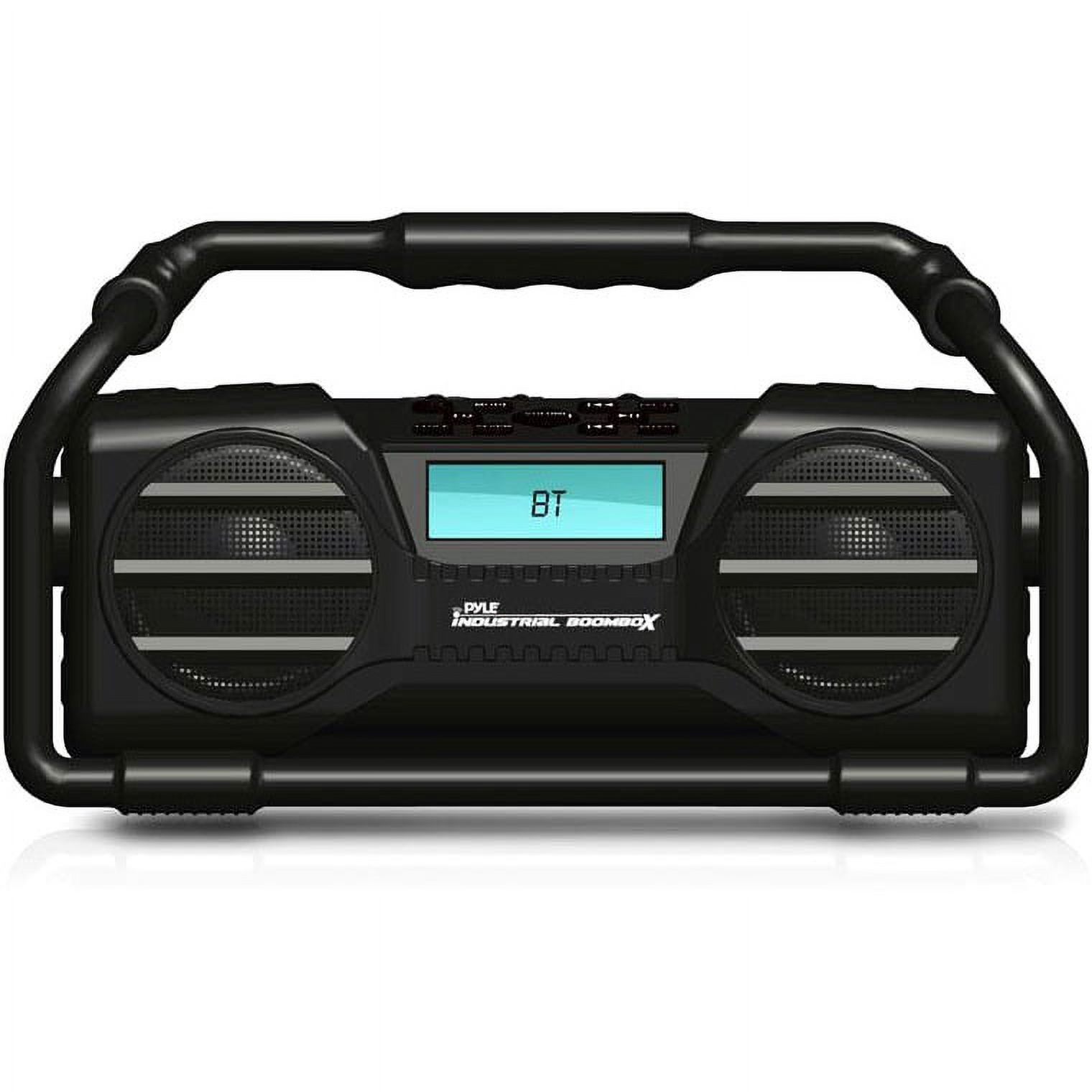 PyleIndustrial BoomBoX Rugged BT Speaker, Heavy-Duty & Splash-Proof Stereo Radio, Portable Sound System, USB/SD/MP3/FM Radio (Black) - image 5 of 7