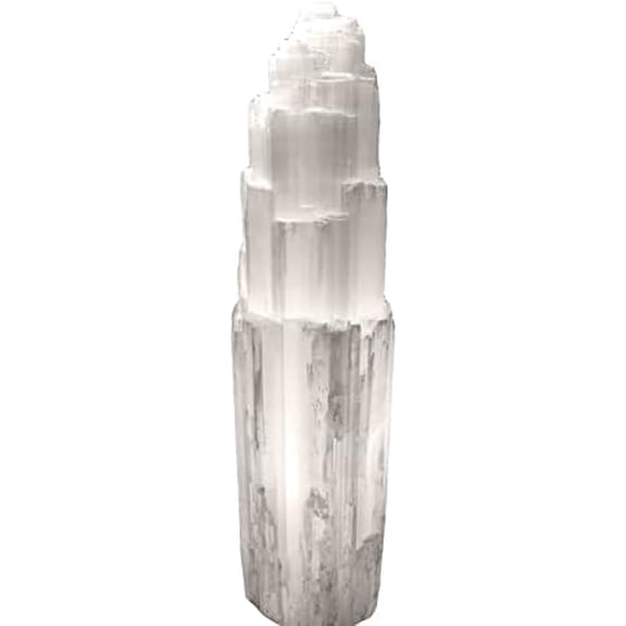16" Selenite Tower Lamp XL White Natural Crystal Light LED Cord Extra Large Crystal Lamp - Handmade by$$Tools