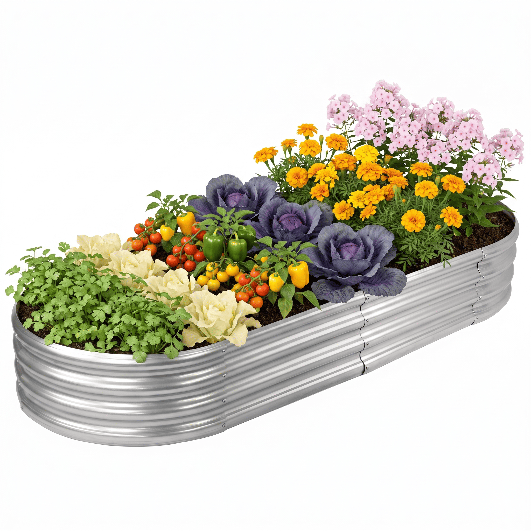 Galvanized Raised Garden Bed Kit, Galvanized Planter Raised Garden Boxes Outdoor, Oval Metal Raised Garden Beds for Vegetables