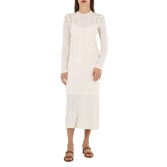 Chloe Ladies Snow White Wool Cash Knit Dress, Size Small