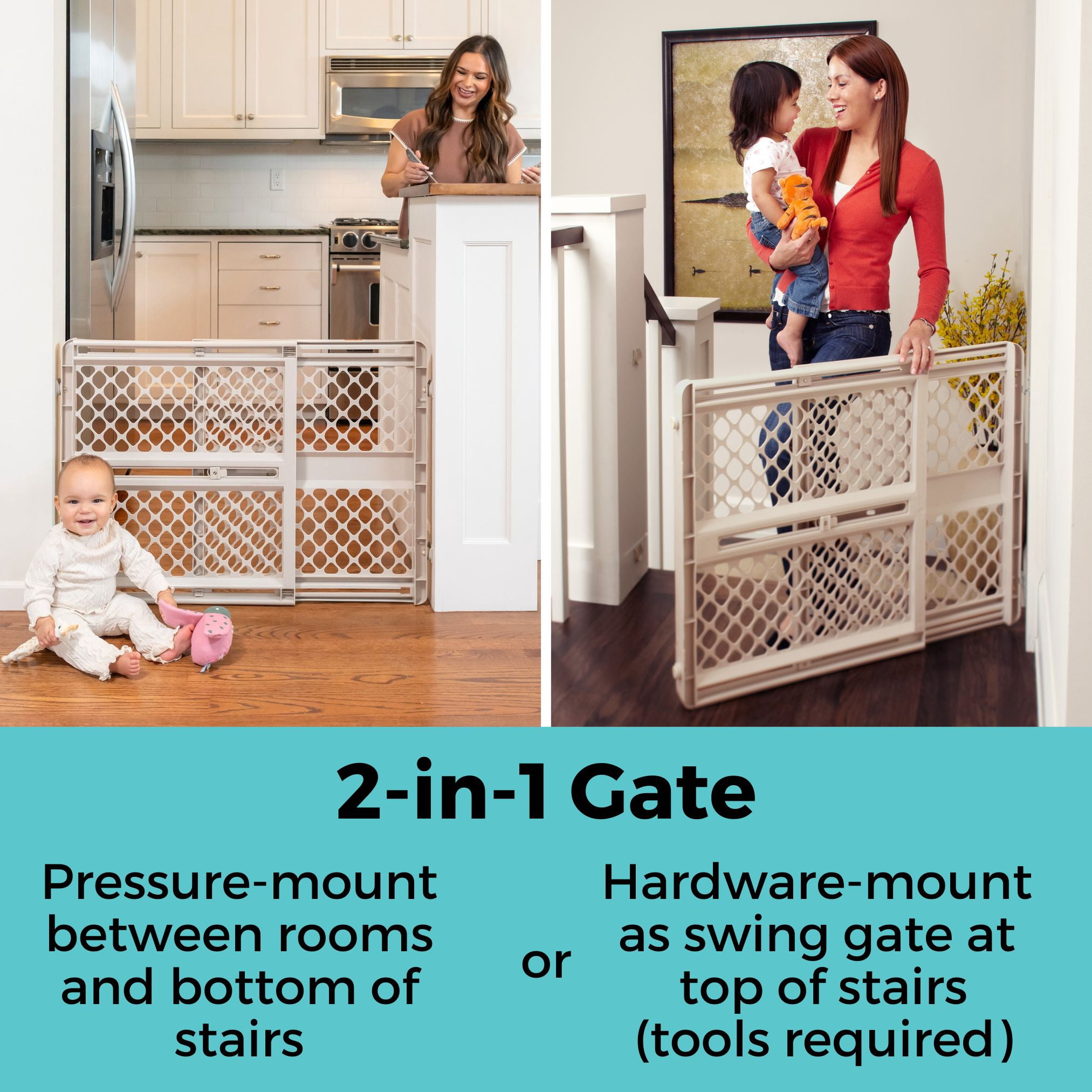 Toddleroo by North States Supergate Ergo Child Safety Gate, 26"-42" Wide, Sand