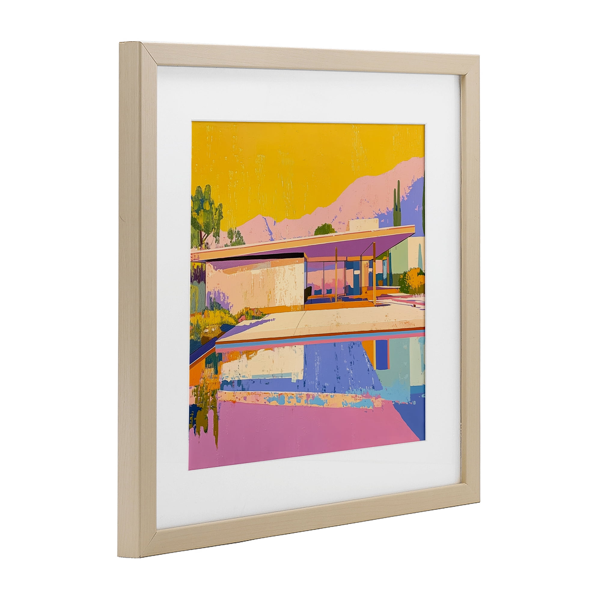 Stupell Industries Vivid Case Study House Birch Framed Print Under Glass, design by Walker Noble
