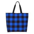 thumbnail image 1 of Balery Buffalo Plaid Blue Black Bolsa Tote Estilo Estético con Cremalleras, Bolsa de Hombro, Bolsa de Compras Grande y Plegable, 1 of 8