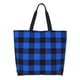 thumbnail image 1 of Balery Buffalo Plaid Blue Black Bolsa Tote Estilo Estético con Cremalleras, Bolsa de Hombro, Bolsa de Compras Grande y Plegable, 1 of 8