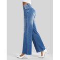 thumbnail image 5 of Stretchy Jeans Wide Leg Jeans for Women Trendy Pull On High Waist Tummy Control Sweatpant Jean Denim Pants with Pockets, 5 of 7