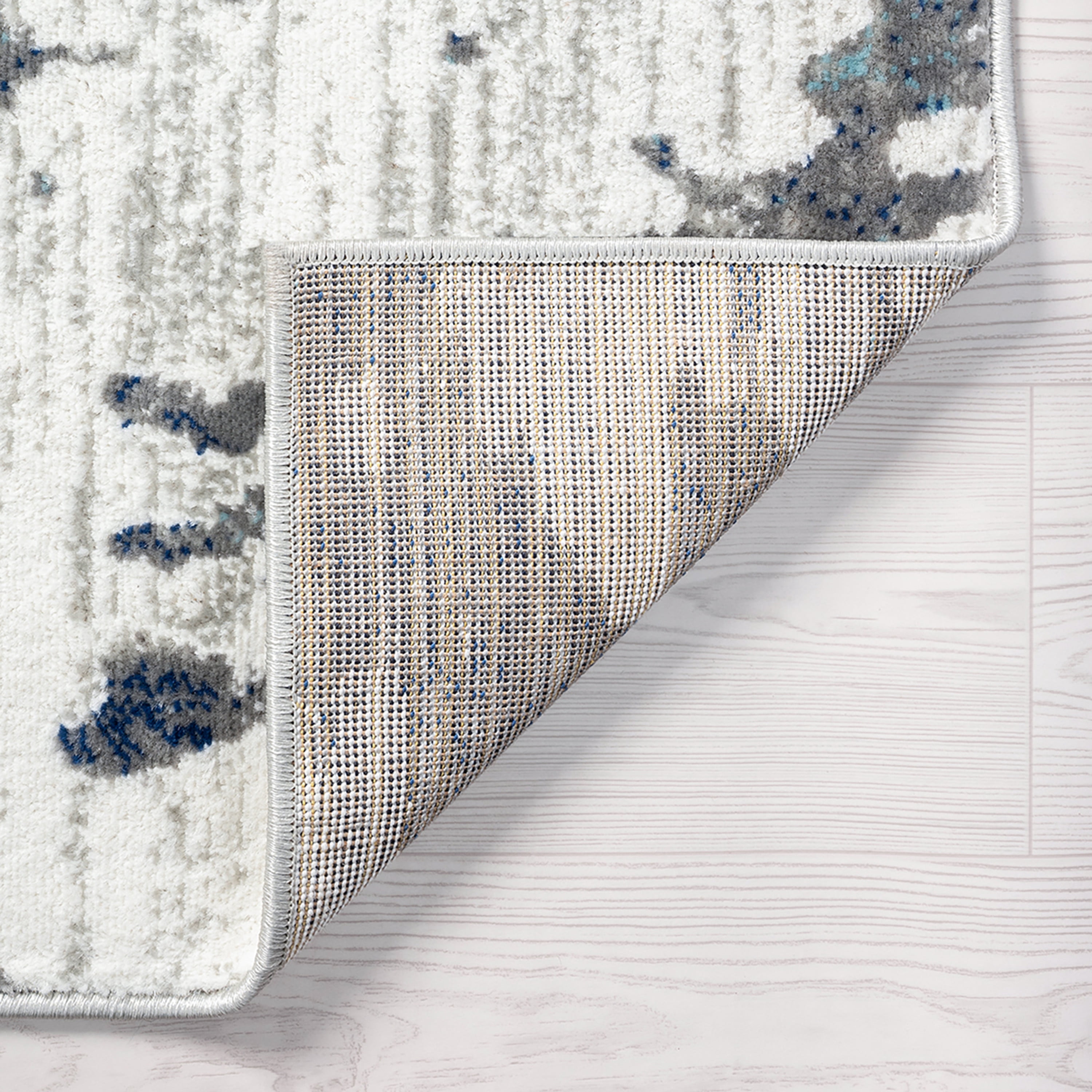 Transitional 5x8 Area Rug (5'3'' x 7'3'') Abstract Cream, Blue Living Room Easy to Clean