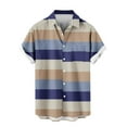 thumbnail image 5 of Wyobmus Mens Hawaiian Shirt Short Sleeve Button Down Shirts Summer Beach Shirts Casual Striped Vacation Shirts S-5X E-Blue, 5 of 6