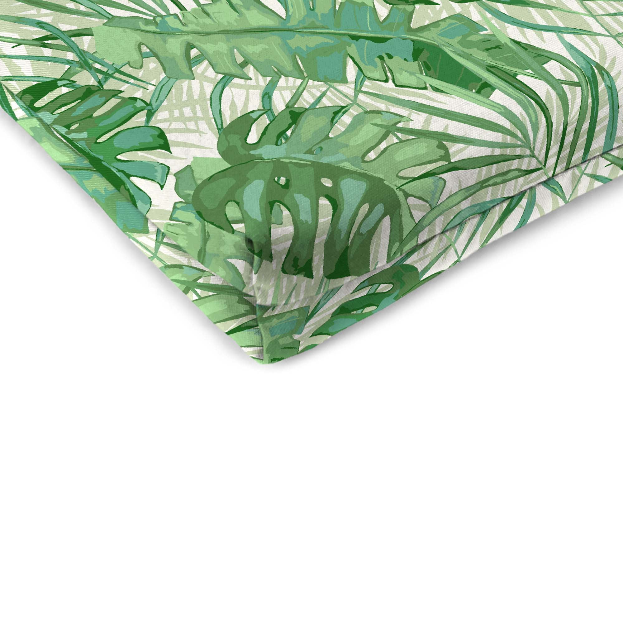 Jordan Manufacturing 17" x 19" Bryann Tortoise Green Tropical Rectangular Outdoor Chair Pad Seat Cushion with Ties (2 Pack)