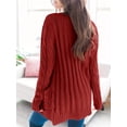 thumbnail image 3 of Women's Long Sleeve Cable Knit Cardigan Open Front Button Down Knitwear Sweater Coat, 3 of 4