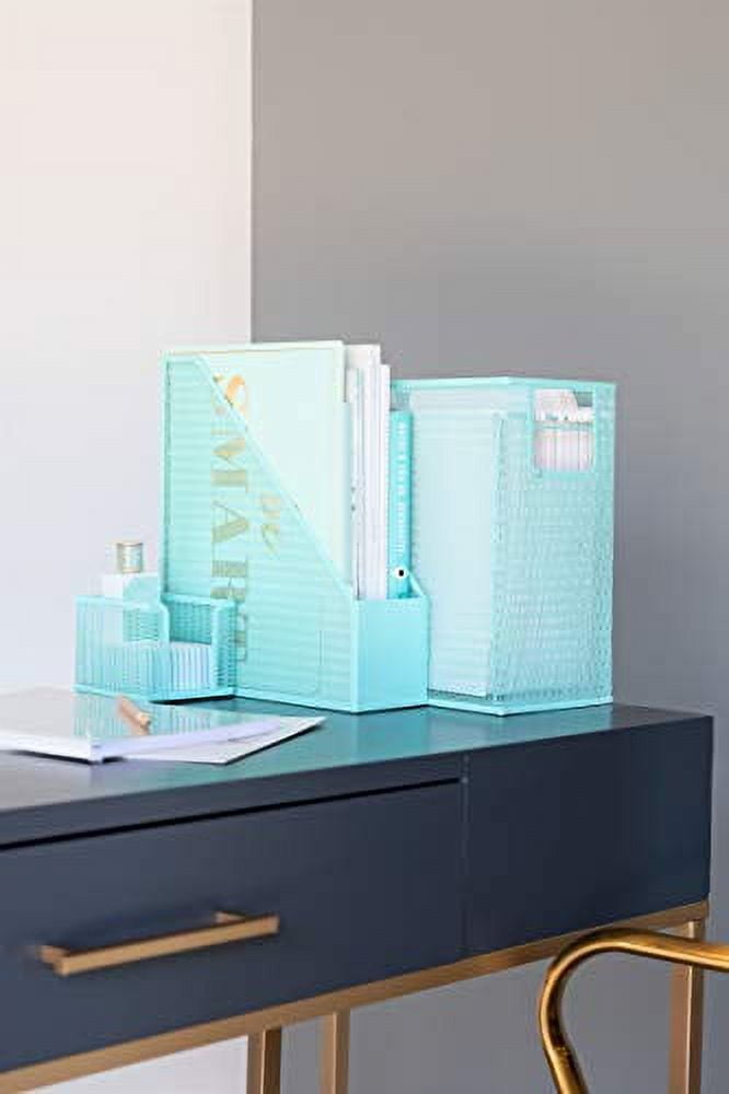 Monte 5 Piece Aqua Desk Organizer Set with Desktop Hanging File Organizer