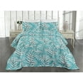 thumbnail image 2 of Ambesonne Tropical Quilted Coverlet 2 Pcs, Abstract Watercolor Exotic, Twin Size, Deep Sky Blue and Pale Teal, 2 of 4