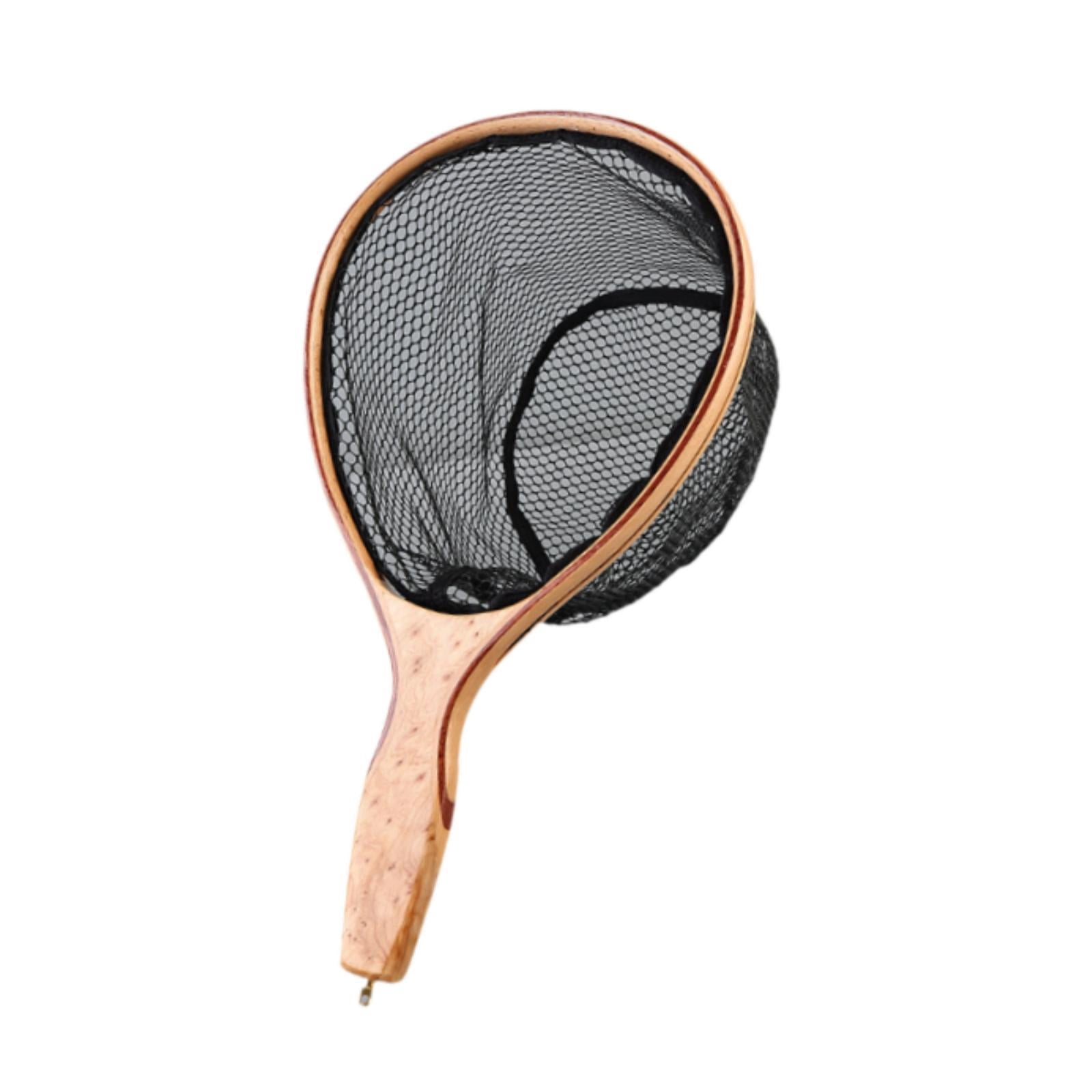 MAGIDEAL Fishing Landing Net Fish Catching Net Gift Portable Adults Supplies Wood Handle Fishing Mesh Net for Outdoor Kayak Freshwater