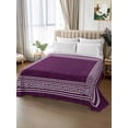 thumbnail image 2 of Dark Purple Retro Greek Key Twim XL Size Flat Sheet, Wrinkleproof & Fadeproof Cooling Flat Bed Sheet Only, Geometric Greece Ancient Farmhouse Breathable Soft Bedding Top Sheets 66 x 102 Inches, 2 of 8