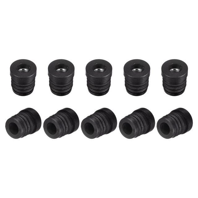 Unique Bargains 16Pcs Ronde Tube Noir Inserts avec Filetage M6, pour 19mm / 0,75 'od Tube Rond
