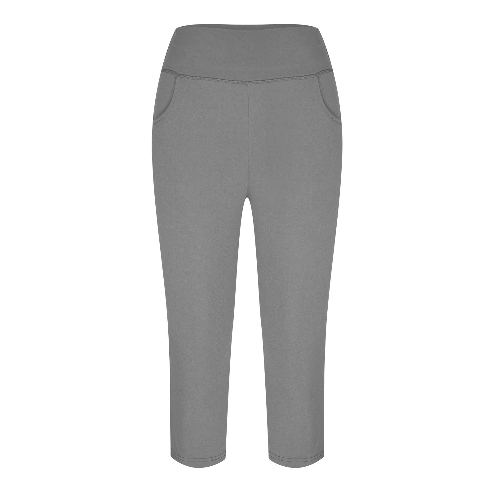 Zpanxa Capris for Women Casual Summer High Waisted Workout Yoga Pants  Lightweight Knee Length Capri Leggings with Pockets Gray XL 
