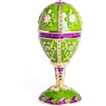 thumbnail image 2 of Keren Kopal E2126 Green Faberge Egg Music Playing Decorated with Flowers Enamel Painted Trinket Box with Austrian Crystals, 2 of 9