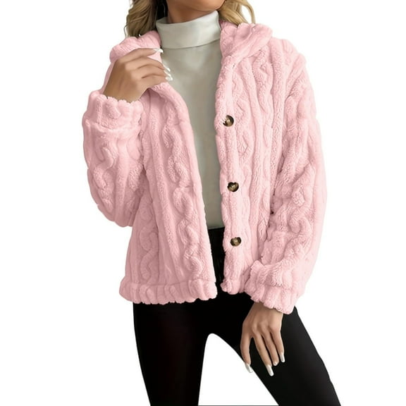 Yokua Women's long-sleeved comfortable and warm wool bed Coat with zipper stand collar, plus size