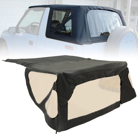 Kojem Sailcloth Soft Top Replacement for 1988-1994 Suzuki Sidekick Geo Tracker Black W/Tinted Windows