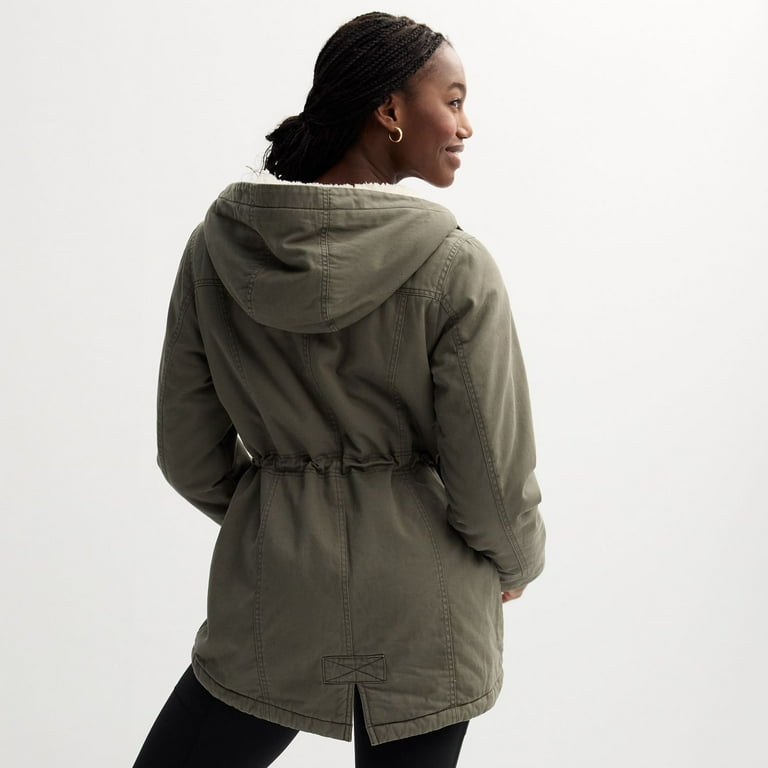 Juniors Sebby Cozy Lined Twill Hooded Anorak Coat Color Olive Size X SMALL Walmart