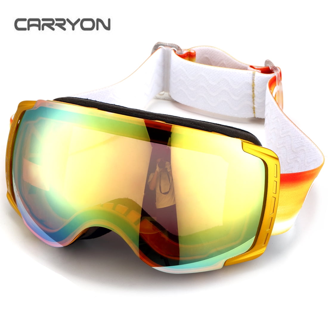 Carryon Snowboard Ski Goggles Anti-fog UV Mirror Lens OTG Over Glasses Womens Mens by