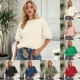 thumbnail image 2 of Kcolen Women's Oversized Short Sleeve Sweatshirt Crewneck Puff Sleeve Top 2026 Fall Crew Neck, Casual, Basic, Loose Fit,Trendy Fashion, Lightweight Tops, 2 of 5