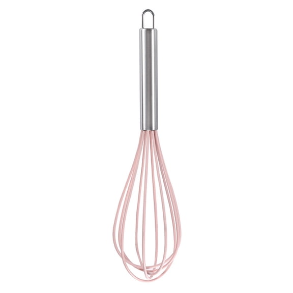 Acahhotxx Egg Beater, Manual Silicone Whisk Manual Eggs Beater Kitchen Tools Cake Baking Utensil Mixer for Baking and Cooking - Pink - 12 inches