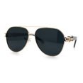 thumbnail image 5 of Mens Polarized Luxury Metal Tear Drop Shape Officer Double Bridge Sunglasses Gold - Green, 5 of 8