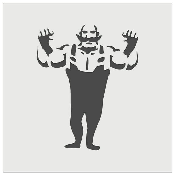 Buff Strong Bald Circus Man with Mustache DIY Cookie Wall Craft Stencil - 3.5 Inch