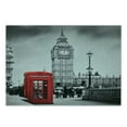 thumbnail image 2 of London Cutting Board, Famous Telephone Booth and the Big Ben in England Street View of Town Retro, Decorative Tempered Glass Cutting and Serving Board, Small Size, Red Grey, by Ambesonne, 2 of 5