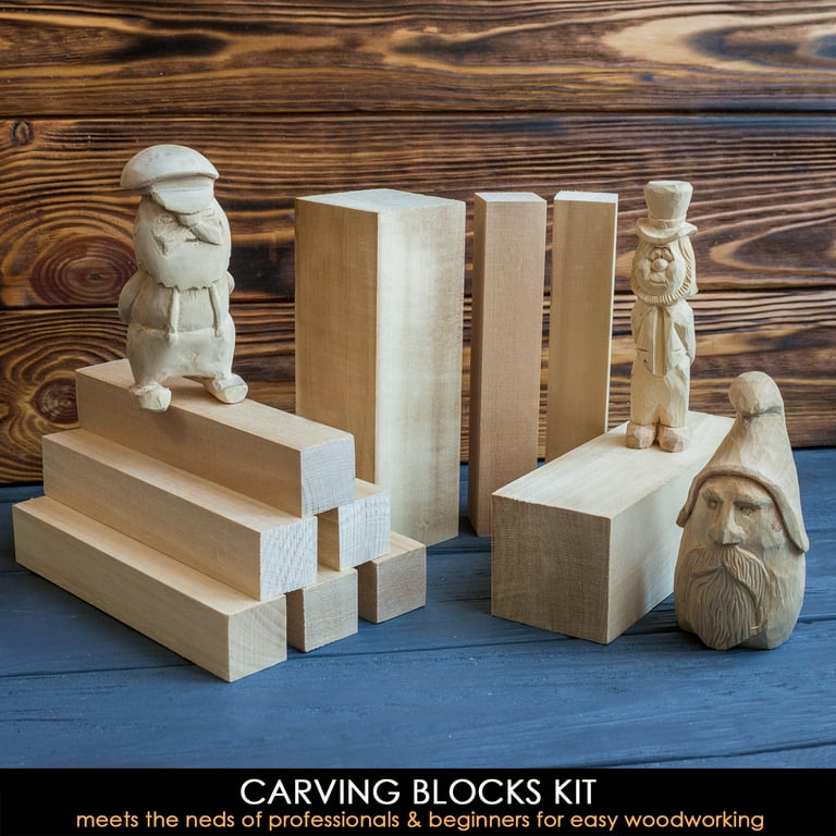 BeaverCraft BW12 pcs Basswood Carving Blocks Whittling Wood Carving Blocks  Basswood for Carving Wood for Whittling Kit Wood Blocks for Carving Basswood  for Wood Carving Set Wood Carving Wood