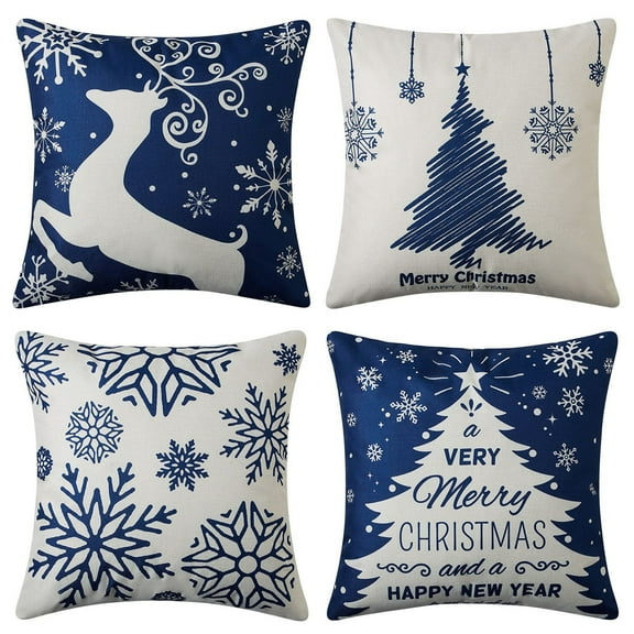 BallsFHK Christmas Pillow Covers Christmas Decorations Throw Pillow Covers Set Of 4 Throw Pillow Cases With Holiday Decor