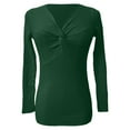 thumbnail image 3 of DuoJiaJ Solid Color Knit Collar Slim Fit Long Sleeve Pullover Sweater For Casual Wear And Everyday Basic Wardrobe Sweater Women Green M, 3 of 4