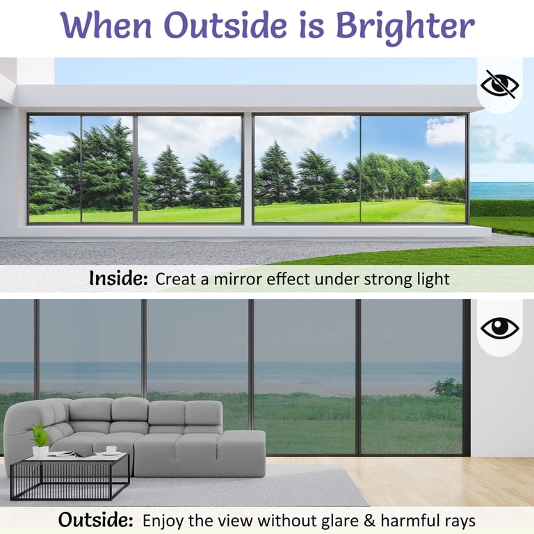 One-Way Mirror Window Film, 17.5 x 78.5 Inches photo 5