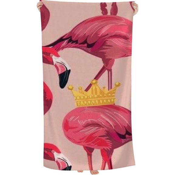 PHYHOO Pink Flamingo Beach Towel Microfiber Quick Dry Bath Cute Flamingos Big Towels Soft Lightweight Pool Tropical Oversized Towels Sand Free Travel Swimming Decor Gift for Girls Adults 30x60in