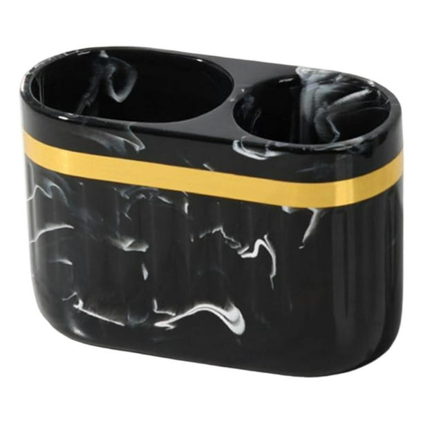 Organizador de cepillos de dientes con 2 compartimentos para accesorios de baño multifuncionales Negro
